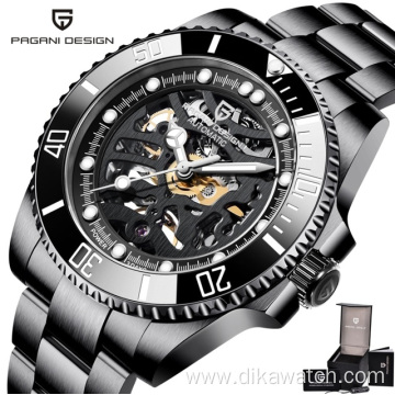 2021 PAGANI DESIGN Automatic Watch Men Skeleton Mechanical 100M Waterproof Sports Full Stainless Steel Top Brand Luxury Watches